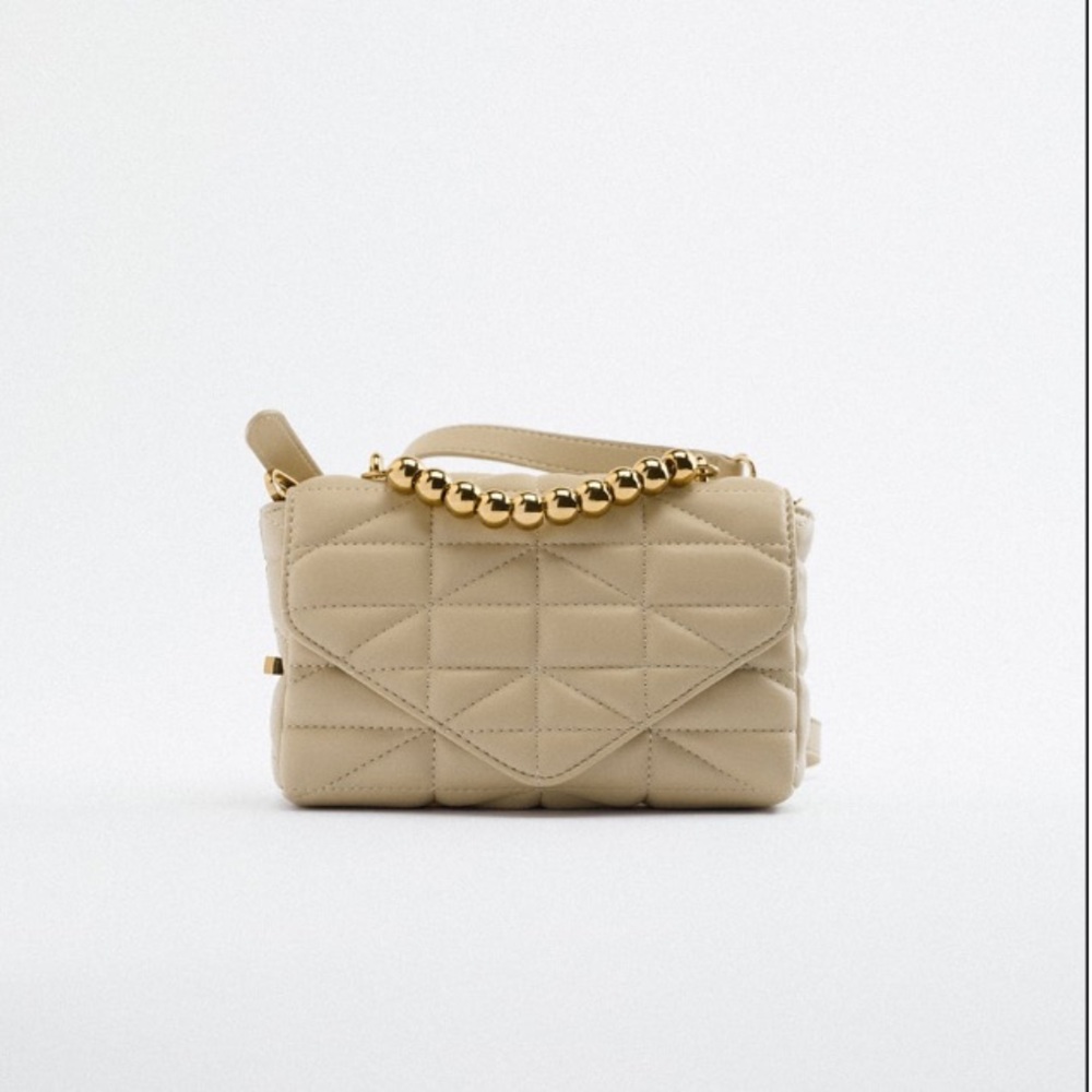 Zara Bead Handle Quilted Crossbody Bag